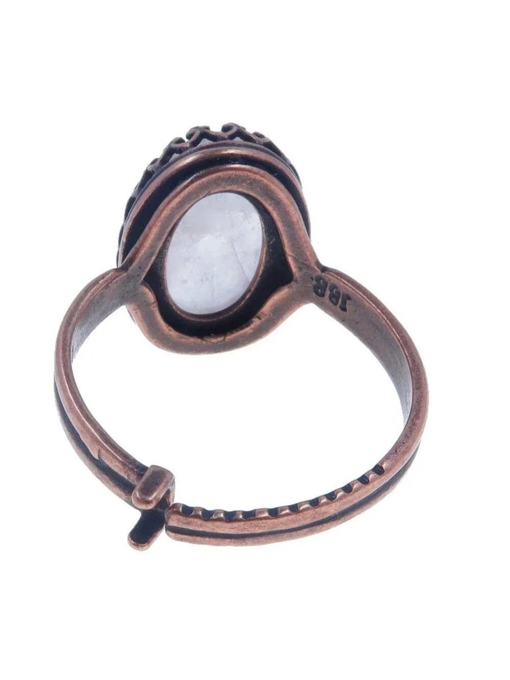 Rose Quartz Ring Miracle Pink Oval Gem Antiqued Copper Adjustable Size 5 to 8 Ri
